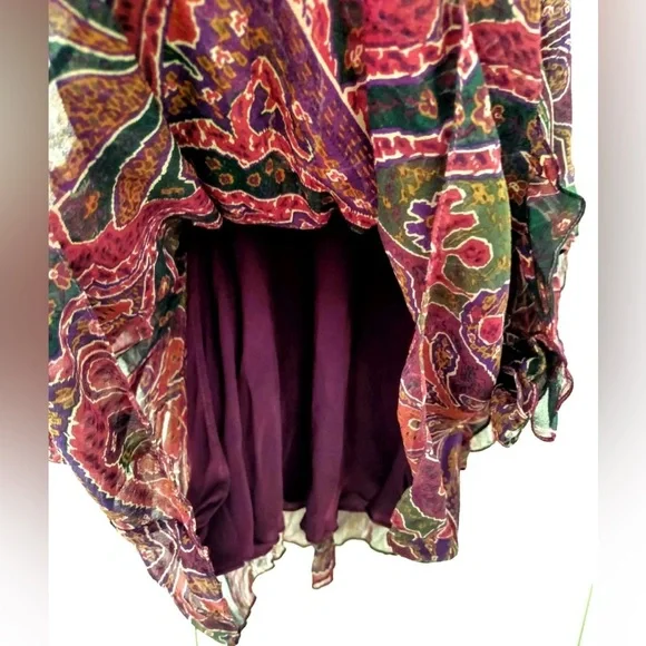 Vintage Ralph Lauren Silk Beaded Dress Flowy Slip Asymmetrical Fairy 90s y2k S 6 - Picture 10 of 12